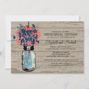 Rehearsal Dinner Mason Jar Wildflowers Invitation