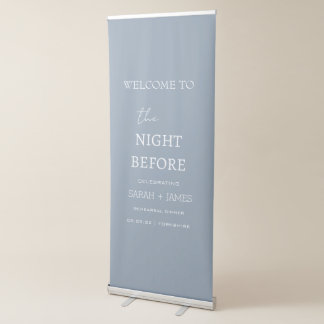 Rehearsal Dinner Minimalist Dusty Blue Welcome  Retractable Banner