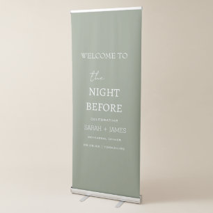 Rehearsal Dinner Minimalist Sage Green Welcome Retractable Banner