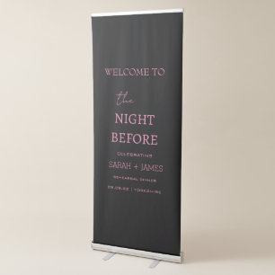 Rehearsal Dinner Minimalist Welcome Black & Pink  Retractable Banner