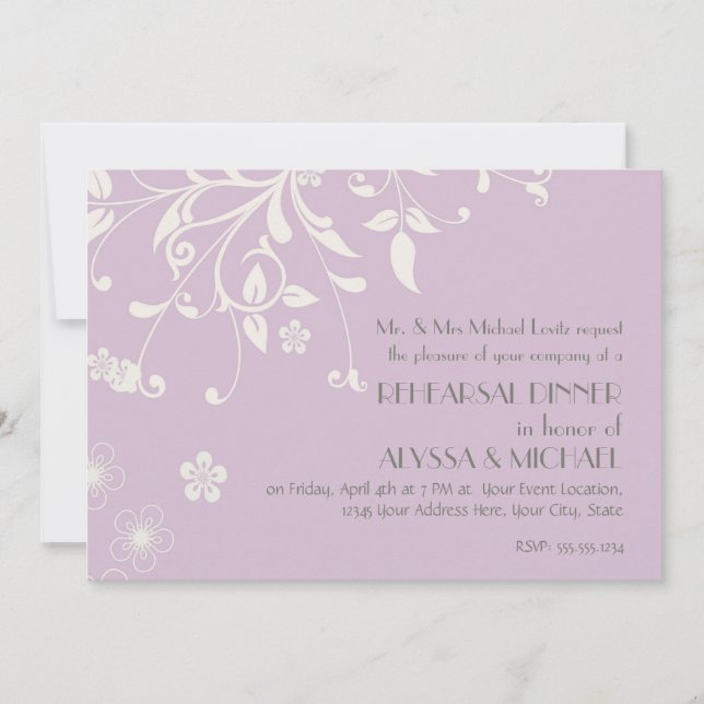 Rehearsal Dinner - Modern Floral Swirl Flourish Invitation (Front)