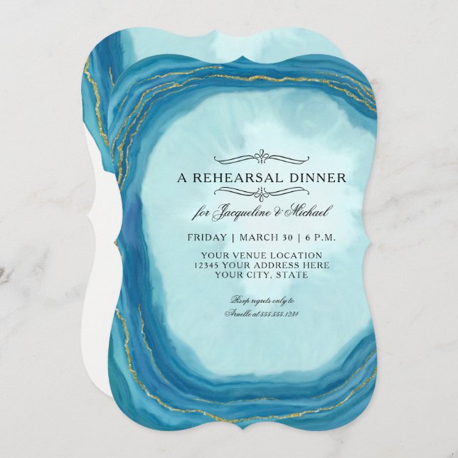 Rehearsal Dinner Modern Simple Geode Typography Invitation (Front/Back)