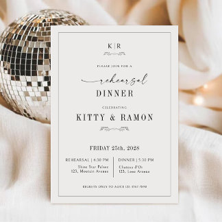 Rehearsal Dinner Monogram | Classic Wedding Invitation