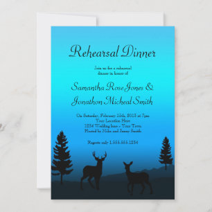 Rehearsal Dinner Nature Mountain Dusk Blue Invitation