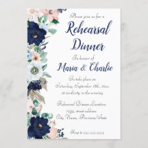 Rehearsal Dinner navy blue  Elegant Florals