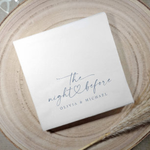 Rehearsal Dinner Night Before Dusty Blue Wedding Napkin