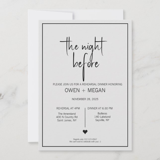 Rehearsal Dinner, Night Before Invitation (Front)