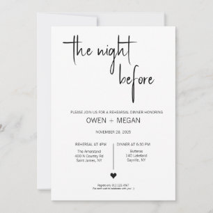 Rehearsal Dinner, Night Before Invitation