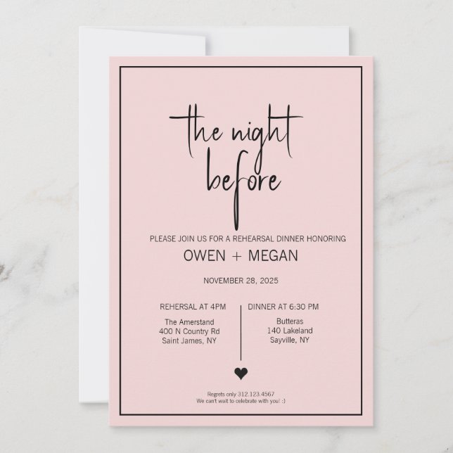 Rehearsal Dinner, Night Before Invitation (Front)