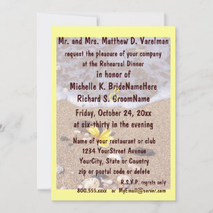 Rehearsal Dinner Ocean Seashells Yellow Invitation