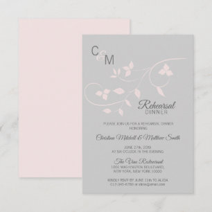REHEARSAL DINNER Pastel Rose Pink Grey Wedding Invitation