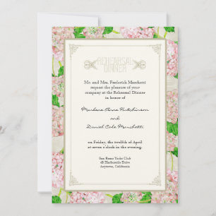 Rehearsal Dinner - Pink Hydrangea Lace Floral Invitation