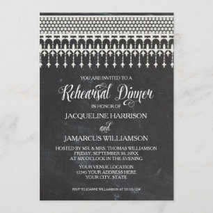 Rehearsal Dinner Rustic Chalkboard Lace Typography Invitation