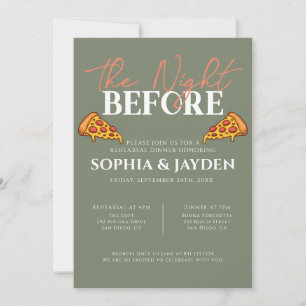 Rehearsal Dinner Sage Green PIZZA Modern Invitation