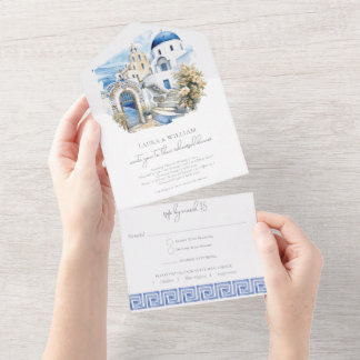 Rehearsal Dinner Santorini Greece with Rsvp All In One Invitation