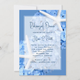 Rehearsal Dinner Seaside Garden Blue Invitation