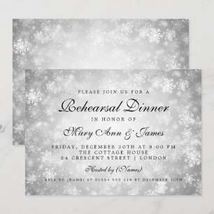 Rehearsal Dinner Silver Winter Wonderland Invitation