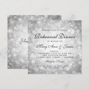 Rehearsal Dinner Silver Winter Wonderland Invitation