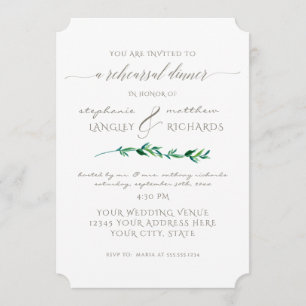 Rehearsal Dinner Simple Minimalist Modern Leaf Art Invitation