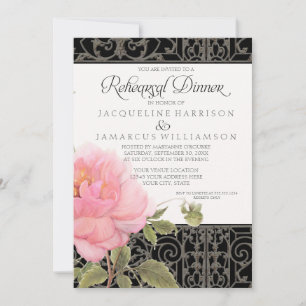 Rehearsal Dinner Southern Elegance Pink Peony Art Invitation