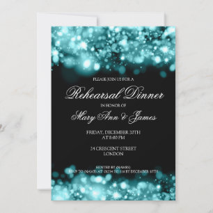 Rehearsal Dinner Sparkling Lights Teal Invitation