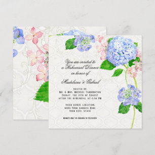 Rehearsal Dinner Summer Blue Hydrangea Watercolor Invitation