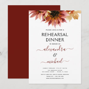Rehearsal Dinner Sunflower Burgundy Country Invitation