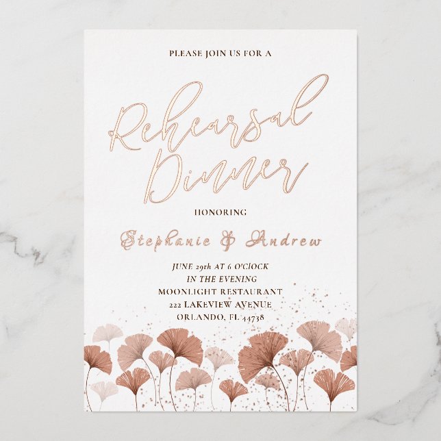 Rehearsal Dinner Terracotta Foliage Rose Gold  (Front)