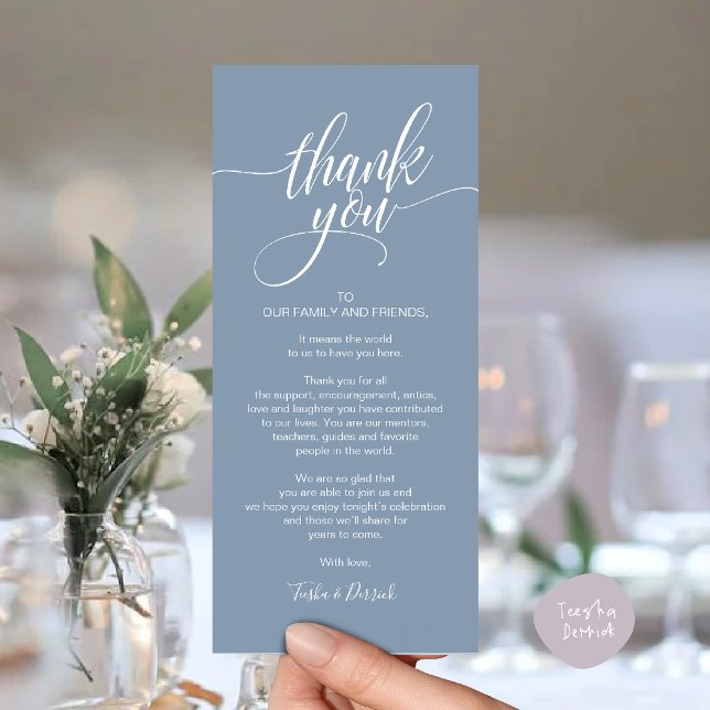 Rehearsal Dinner Thank you Place Setting Card (Rehearsal Dinner Thank you Modern Classy Place Setting Card Dusty Blue)