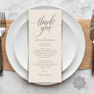 Rehearsal Dinner Thank you Place Setting Card