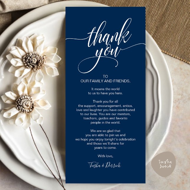 Rehearsal Dinner Thank you Place Setting Card (Rehearsal Dinner Thank you Place Setting Card in Navy Blue)