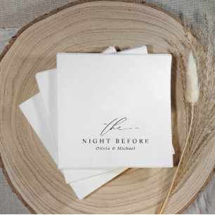 Rehearsal Dinner The Night Before Black & White Napkin