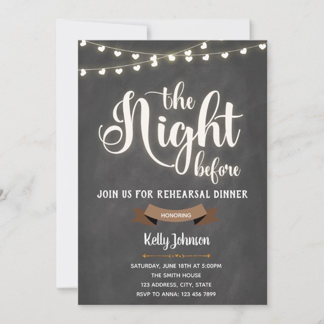 Rehearsal dinner the night before  invitation (Front)