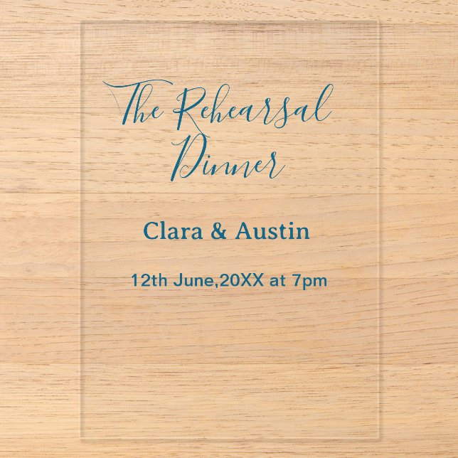 Rehearsal dinner the night before simple minimal m acrylic invitations (Front)
