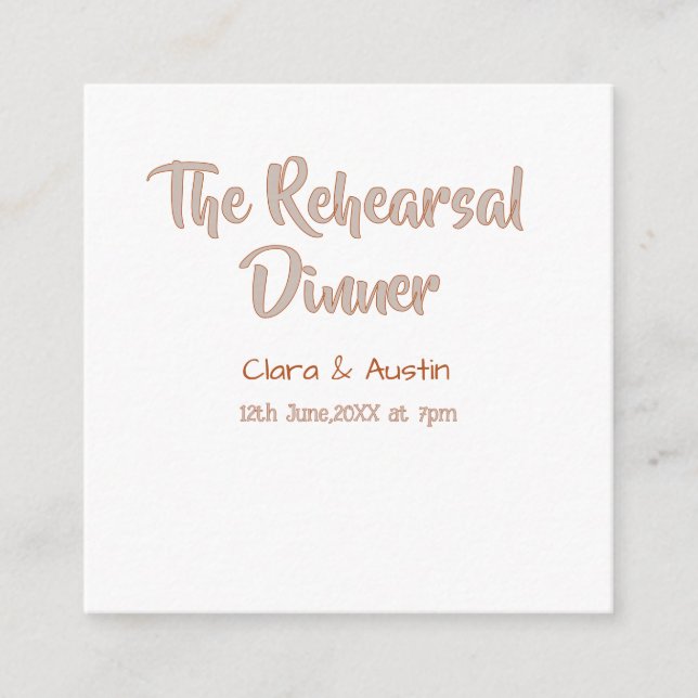 Rehearsal dinner the night before simple minimal m enclosure card (Front)