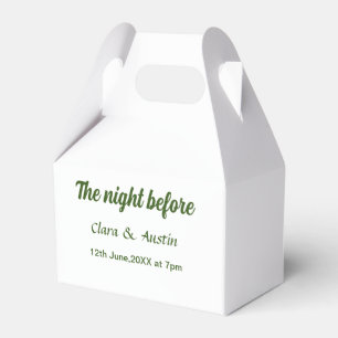 Rehearsal dinner the night before simple minimal m favour box