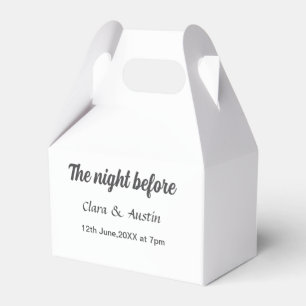Rehearsal dinner the night before simple minimal m favour box