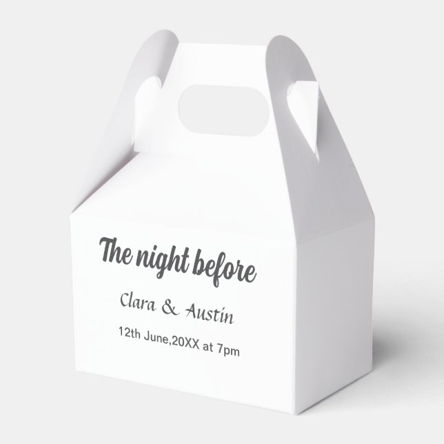 Rehearsal dinner the night before simple minimal m favour box (Front Side)