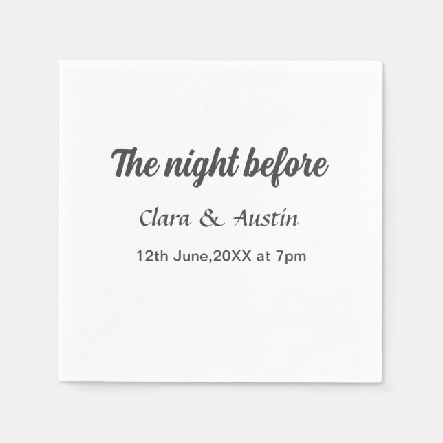 Rehearsal dinner the night before simple minimal m napkin (Front)