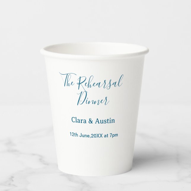 Rehearsal dinner the night before simple minimal m paper cups (Front)