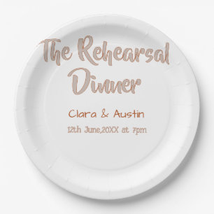 Rehearsal dinner the night before simple minimal m paper plate