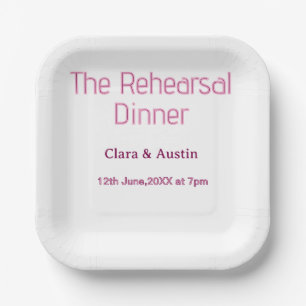 Rehearsal dinner the night before simple minimal m paper plate