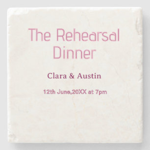 Rehearsal dinner the night before simple minimal m stone coaster