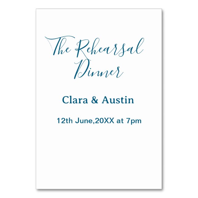 Rehearsal dinner the night before simple minimal m table number (Front)