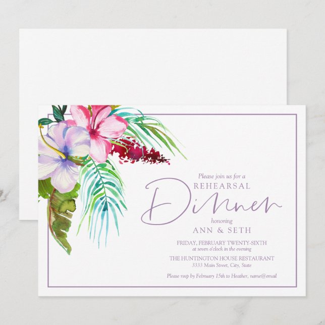 Rehearsal Dinner Tropical Floral Invitation (Front/Back)