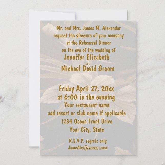 Rehearsal Dinner Tropical Floral Print Invitation (Front)