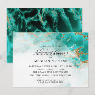 Rehearsal Dinner Turquoise Watercolor Geode Invitation