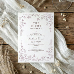 Rehearsal Dinner Vintage Dusty Pink French Floral Invitation