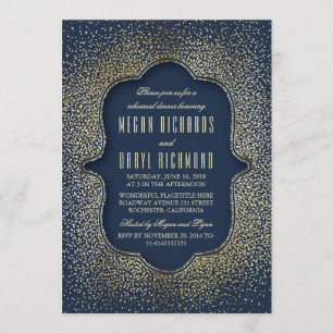 Rehearsal Dinner Vintage Gold Glitter Navy Invitation