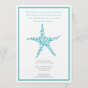 Rehearsal Dinner Wedding Aqua Turquoise Starfish Invitation